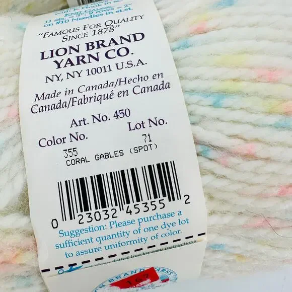 7 Vintage Lion Brand Baby Jiffy Quick & Easy Mohair Look Yarn CORAL GABLES SPOT - Picture 8 of 13
